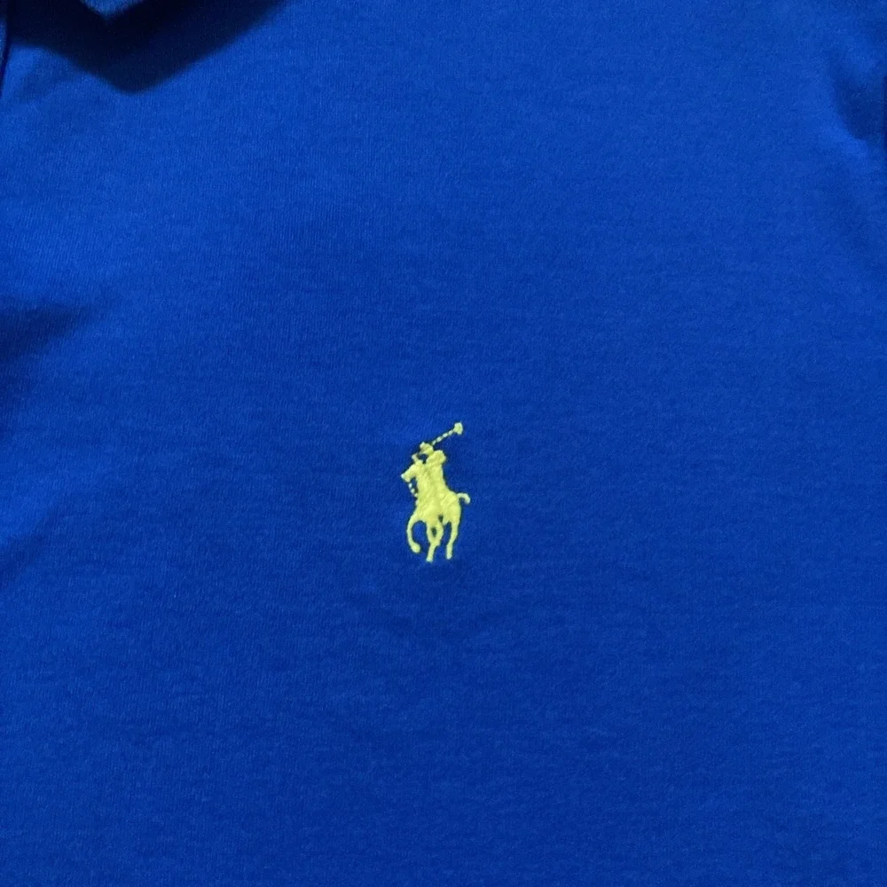 Men's Polo Ralph Lauren Polo Shirt Blue Size XXL Yellow Pony 100% Cotton Preppy
